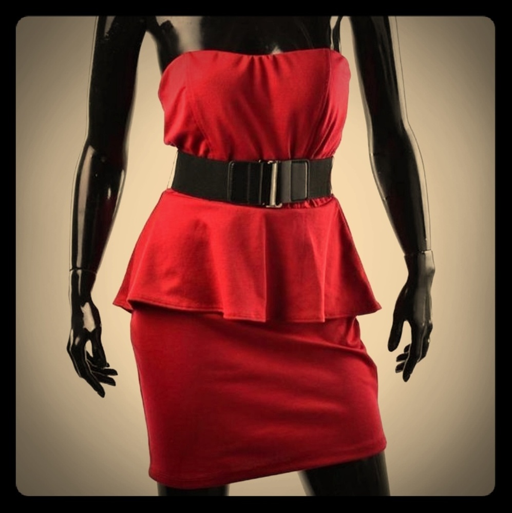 Red Joni Peplum Dress BY: Guess